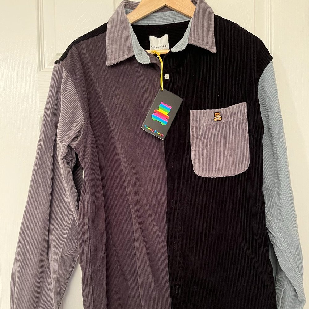 Teddy Fresh Color Block Corduroy Button-Up